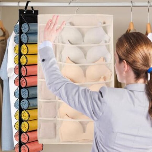 Hanging Closet Organizer 62 Mesh Pockets for Bras Leggings Storage main image 6